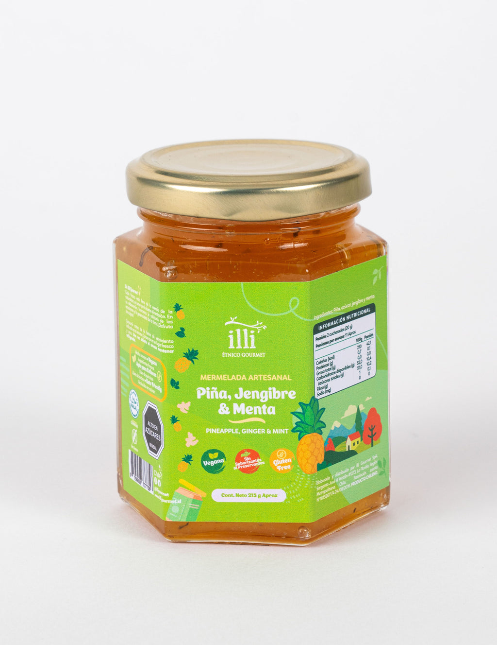 Mermelada de Piña, Jengibre y Menta Sin Azúcar – 215 g