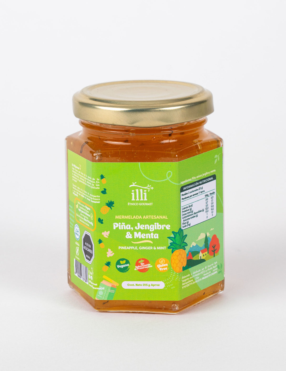 Mermelada de Piña, Jengibre y Menta Sin Azúcar – 215 g