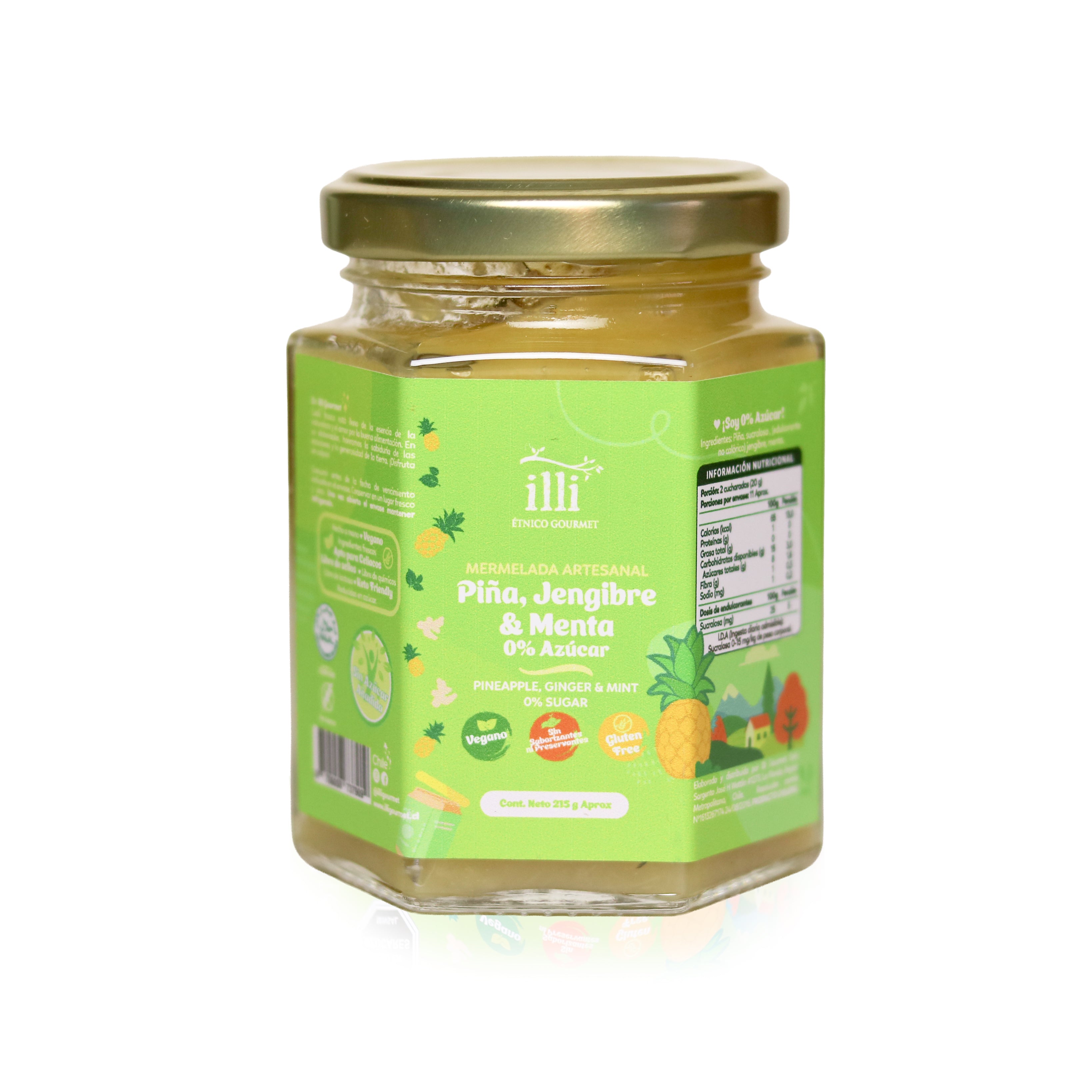 Mermelada de Piña, Jengibre y Menta Sin Azúcar – 215 g